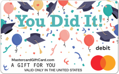 Graduation themed Mastercard eGift Card with text reading "You Did It!" 