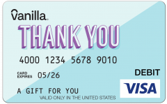 Vanilla Visa Thanks Angled Gift Card | The Gift Card Shop