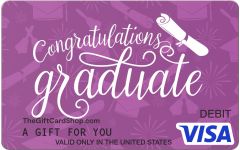 Visa® ConGRADulations Gift Card with a purple background and the white text "congratulations graduate".