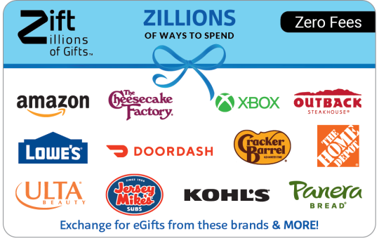 Featured Card 1 - Zift Zillions Multi-Brand Gift Card with Zero Fees