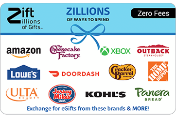Zift Multi-Brand Gift Card with Zero Fees